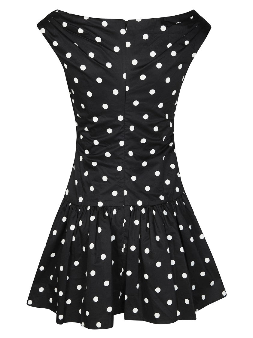 Self-Portrait Polka Dot Cap Sleeves Flared Mini Dress