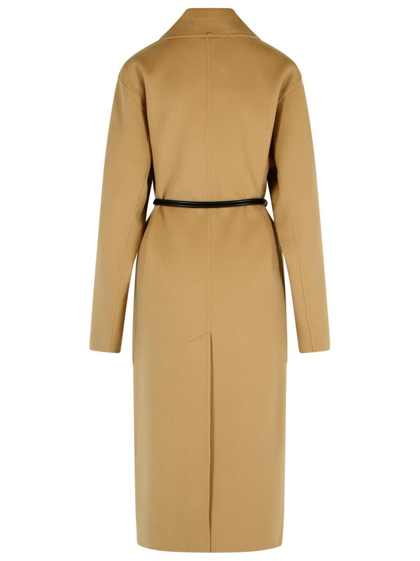 Sportmax Abate' Camel Virgin Wool Robe Coat