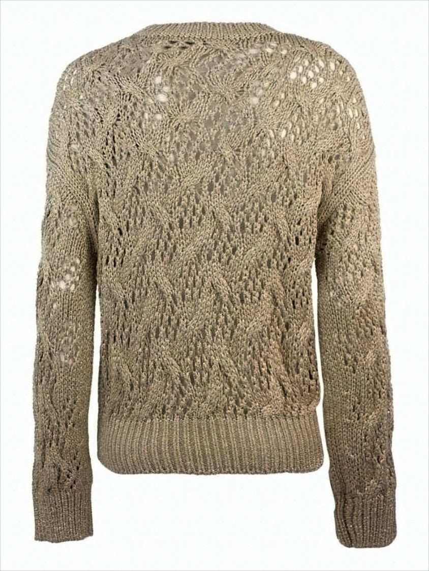 Max Mara Cropped Open-Knit Sweater With Intricate Cable Designs