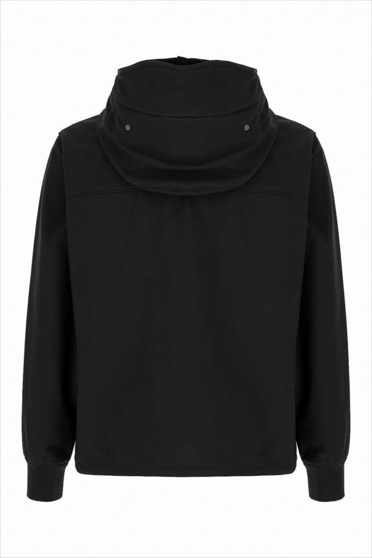 C.P. Company Minimalist Black Hooded Jacket With Zippered Pockets