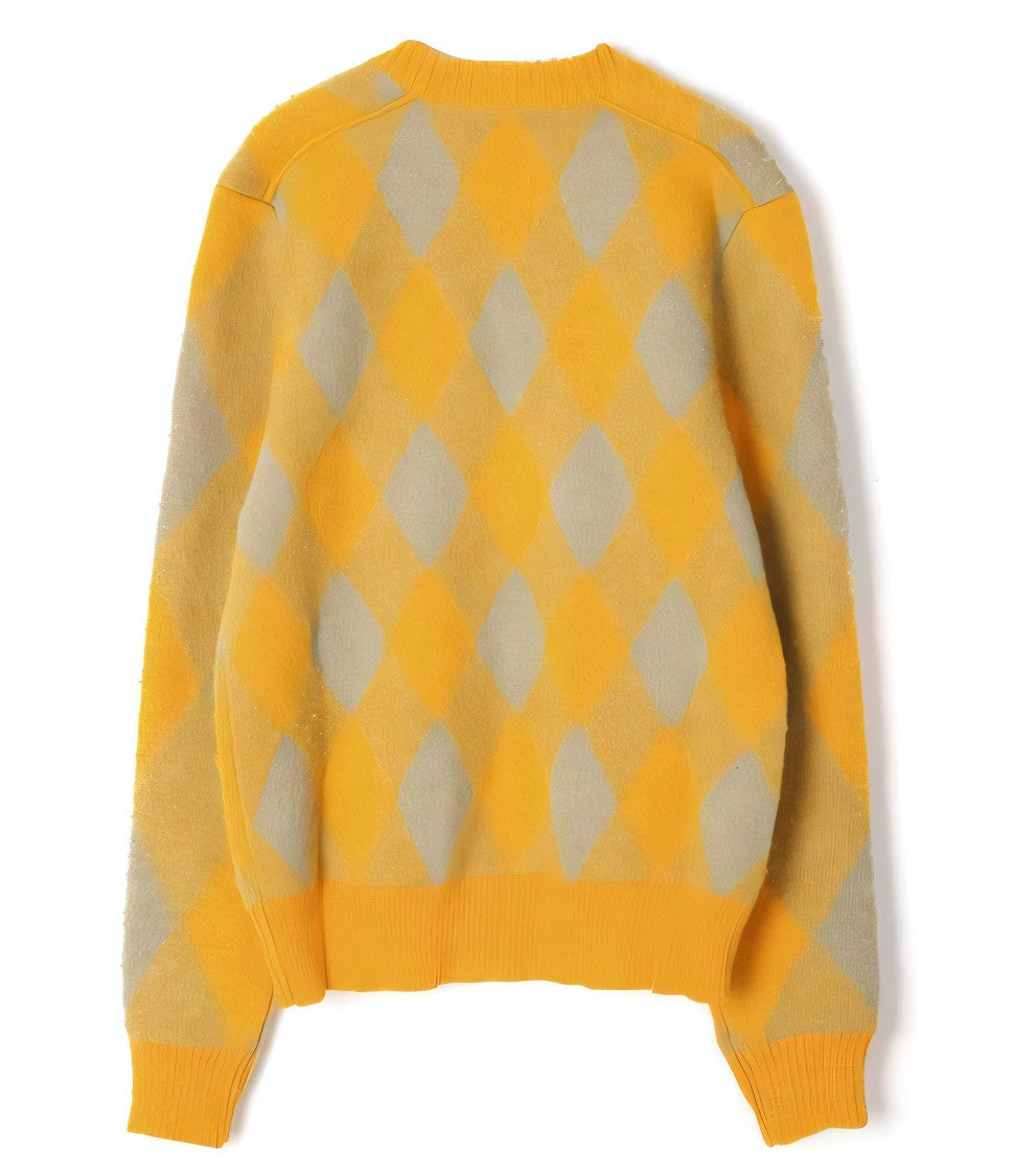 Burberry Argyle Pattern Wool Cardigan With V-Neckline