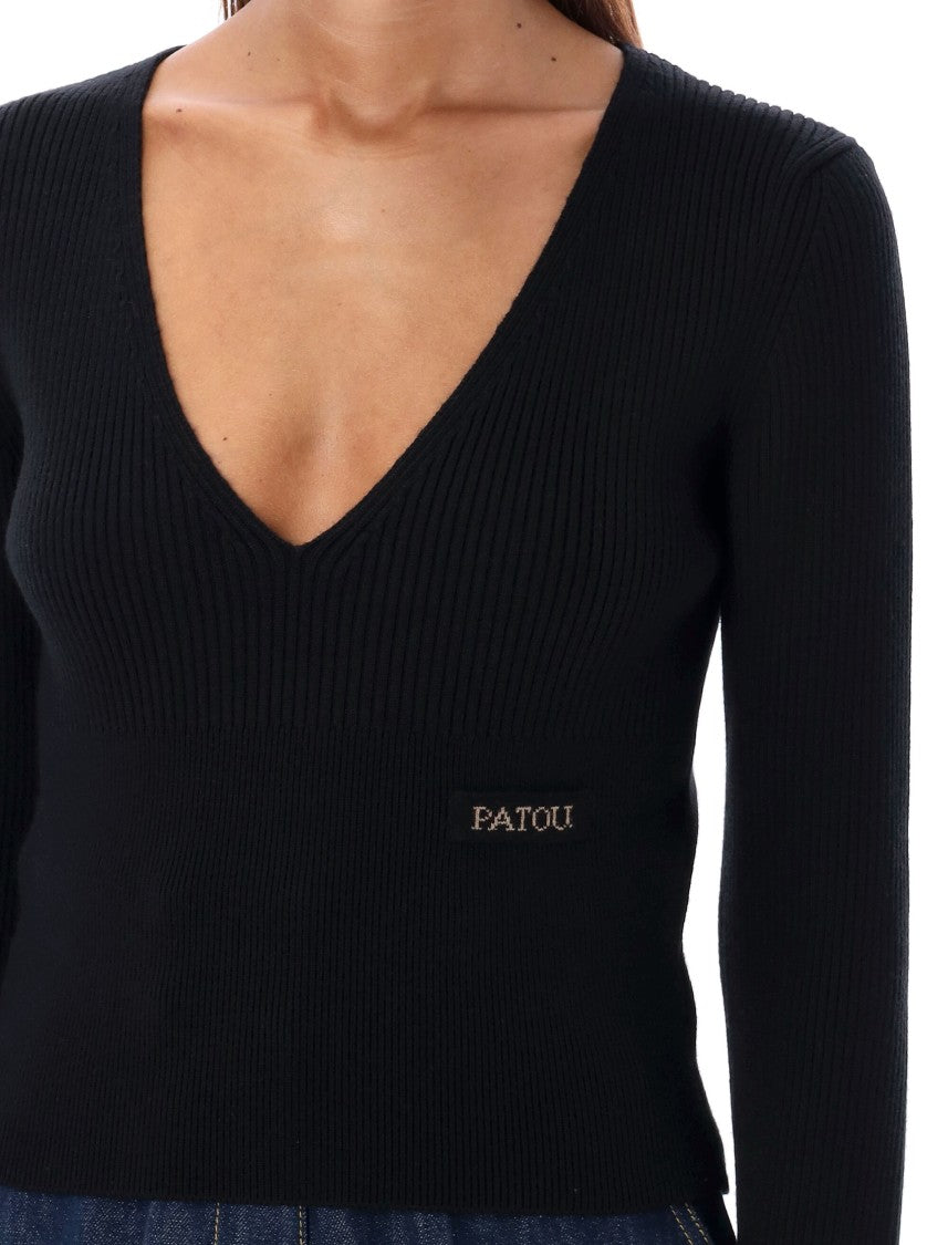Patou V-Neck Knit Patch Logo