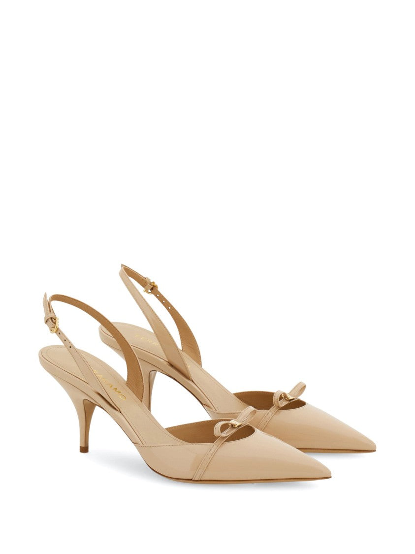 Salvatore Ferragamo Nude Gylla Pointed Toe Patent Pumps