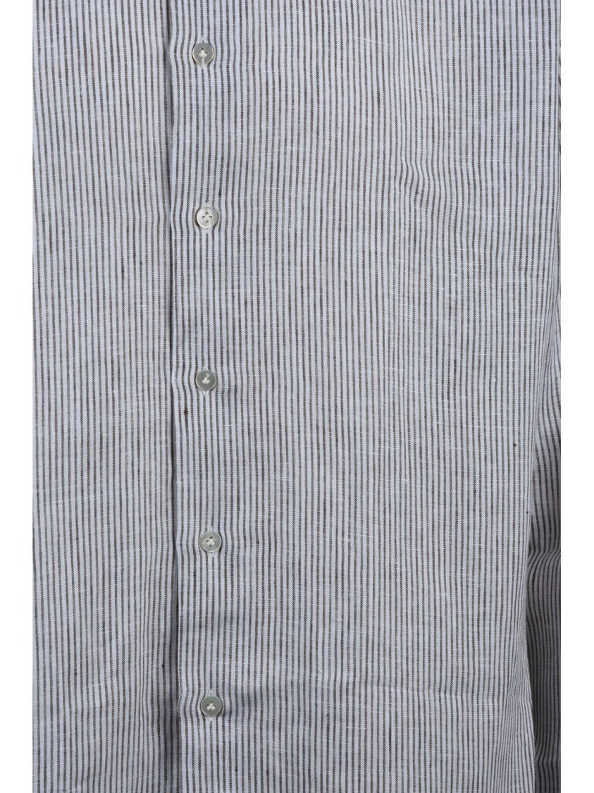 Borriello White/Beige Cotton Linen Shirt