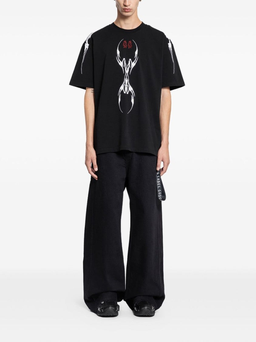 44 Label Group Black Graphic Print Cotton T-Shirt