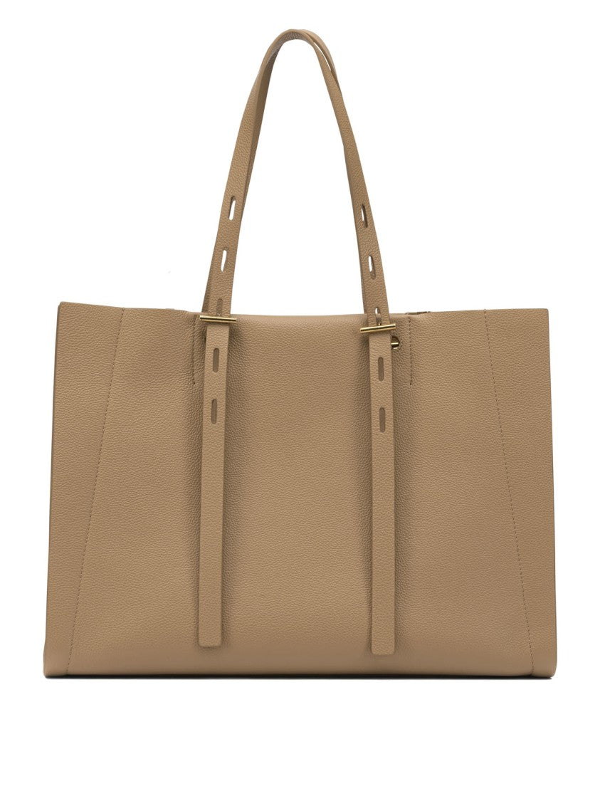 Minobossi Textured Leather Shoulder Bag With Gold-Tone Hardware