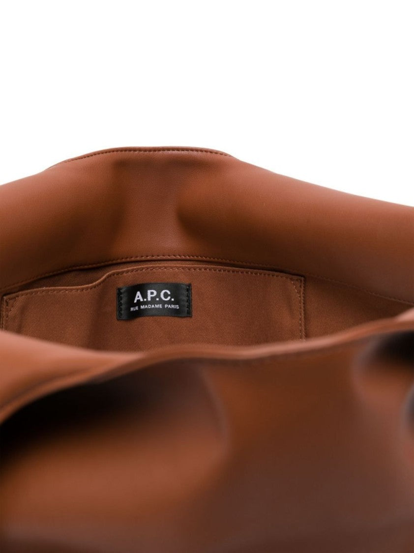 A.P.C. Brown Ninon Signature Logo Tote Bag