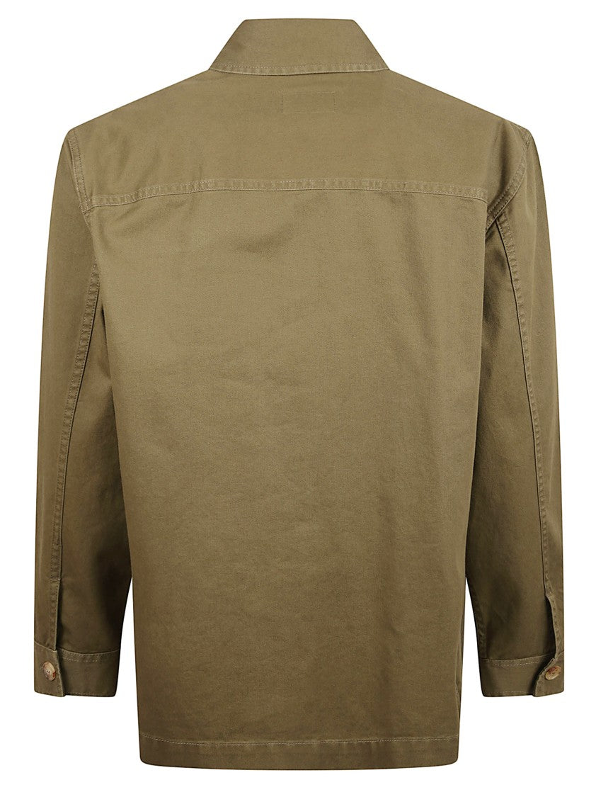 Saint Laurent Brown Cotton-Linen Blend Overshirt With Cassandre Embroidery