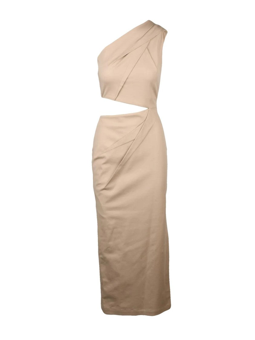 Max Mara Midi One-Shoulder Stretch Dress With Asymmetrical Cutout