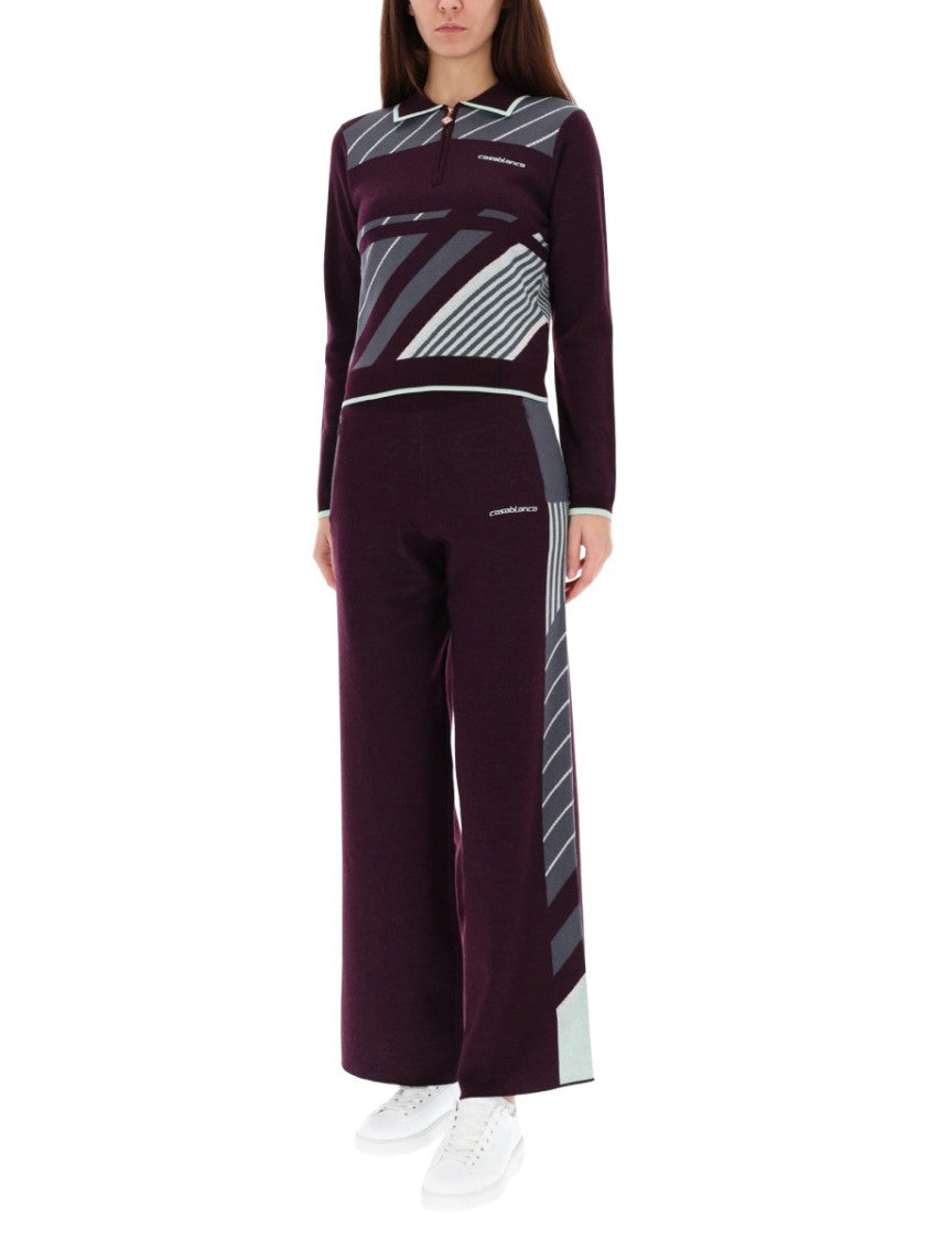Casablanca Fitted Long-Sleeve Polo With Zip-Up Collar