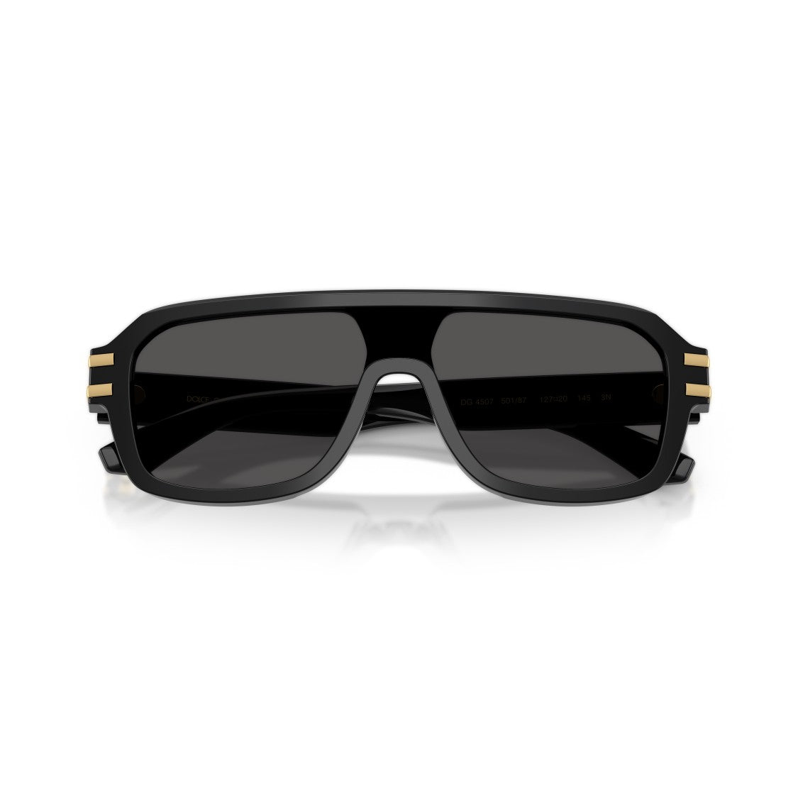 Dolce & Gabbana 0Dg4507 Rectangular Black Acetate Sunglasses With Gold Accents