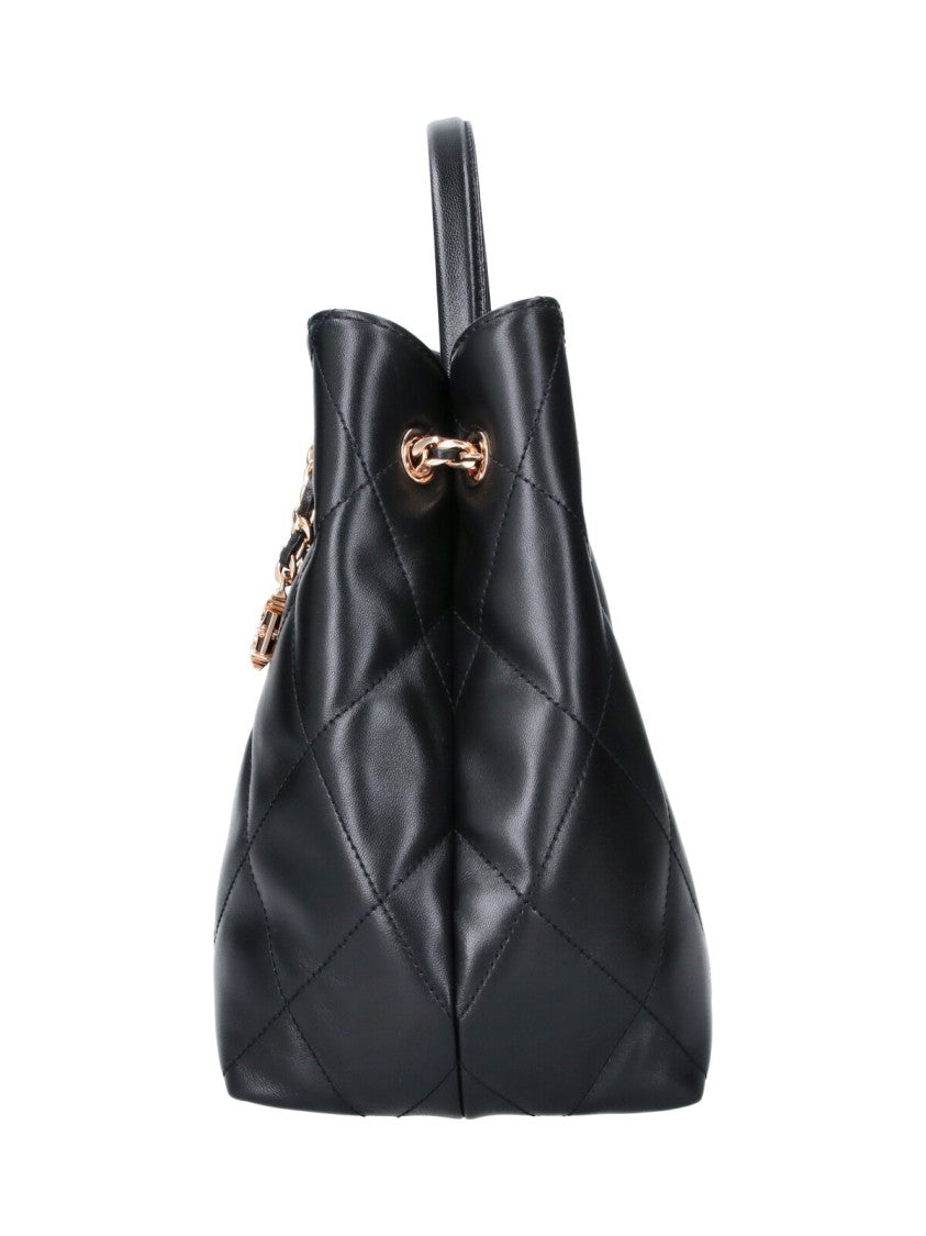 Tory Burch Black Fleming Quilted Leather Tote Bag