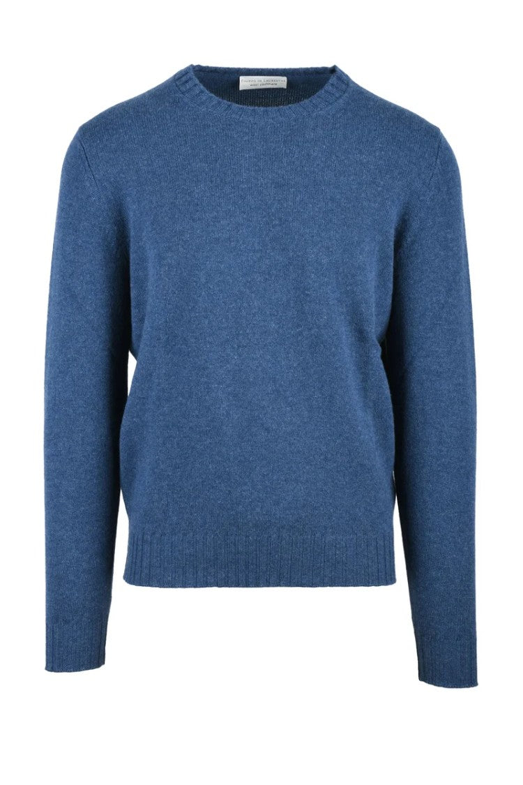Filippo De Laurentiis Light Blue Virgin Wool Cashmere Men's Pullover