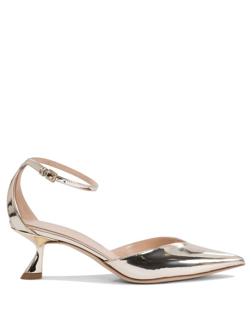 Ninalilou Gold Metallic Pointed Toe Pumps