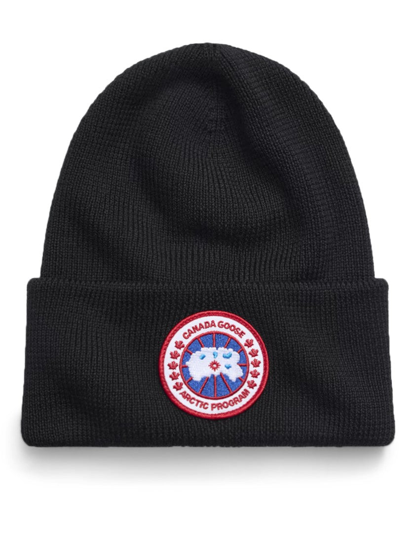 Canada Goose Black Ribbed Knit Toque With Folded Cuff