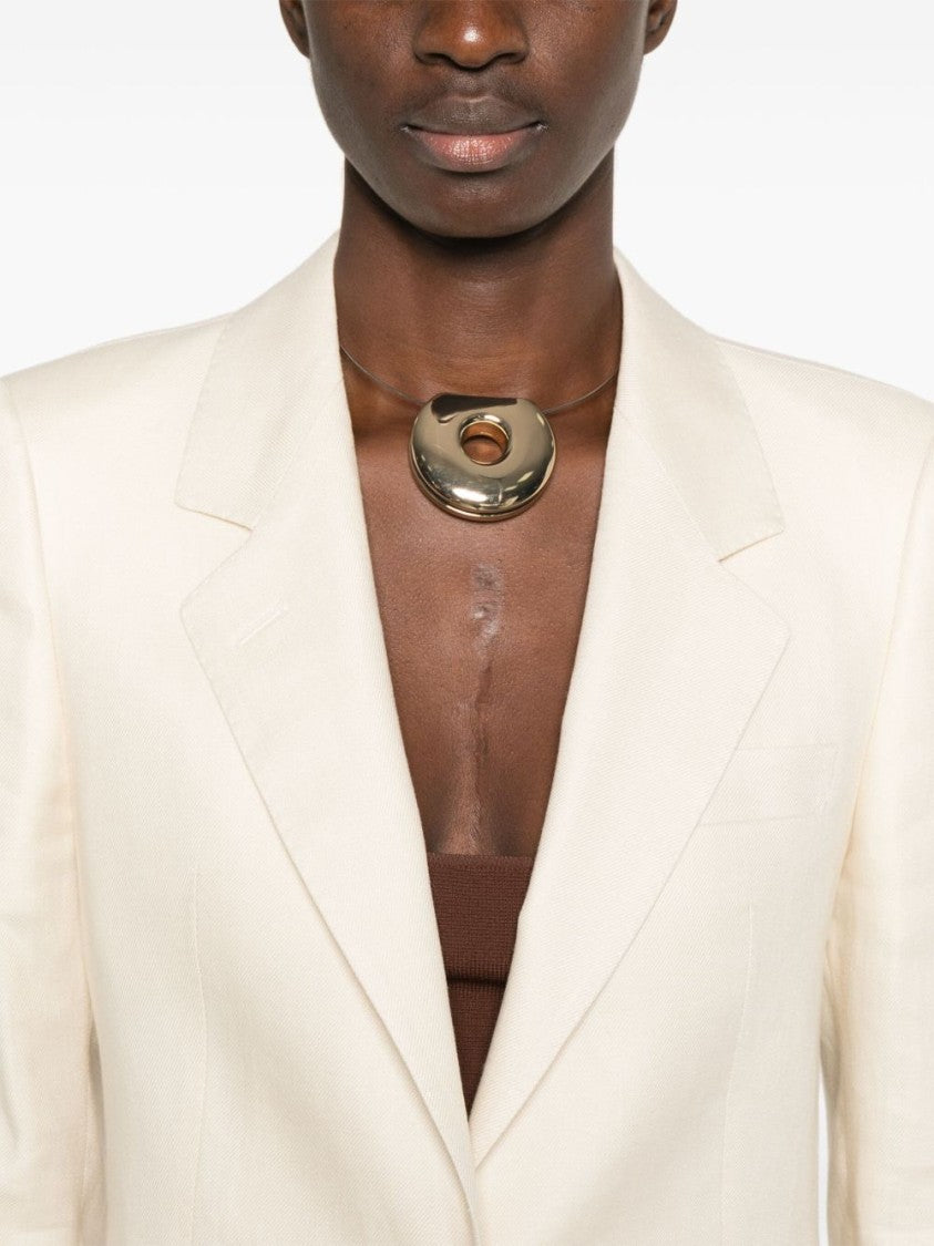 Tagliatore Ecru Linen Tailored Suit With Wide-Leg Trousers