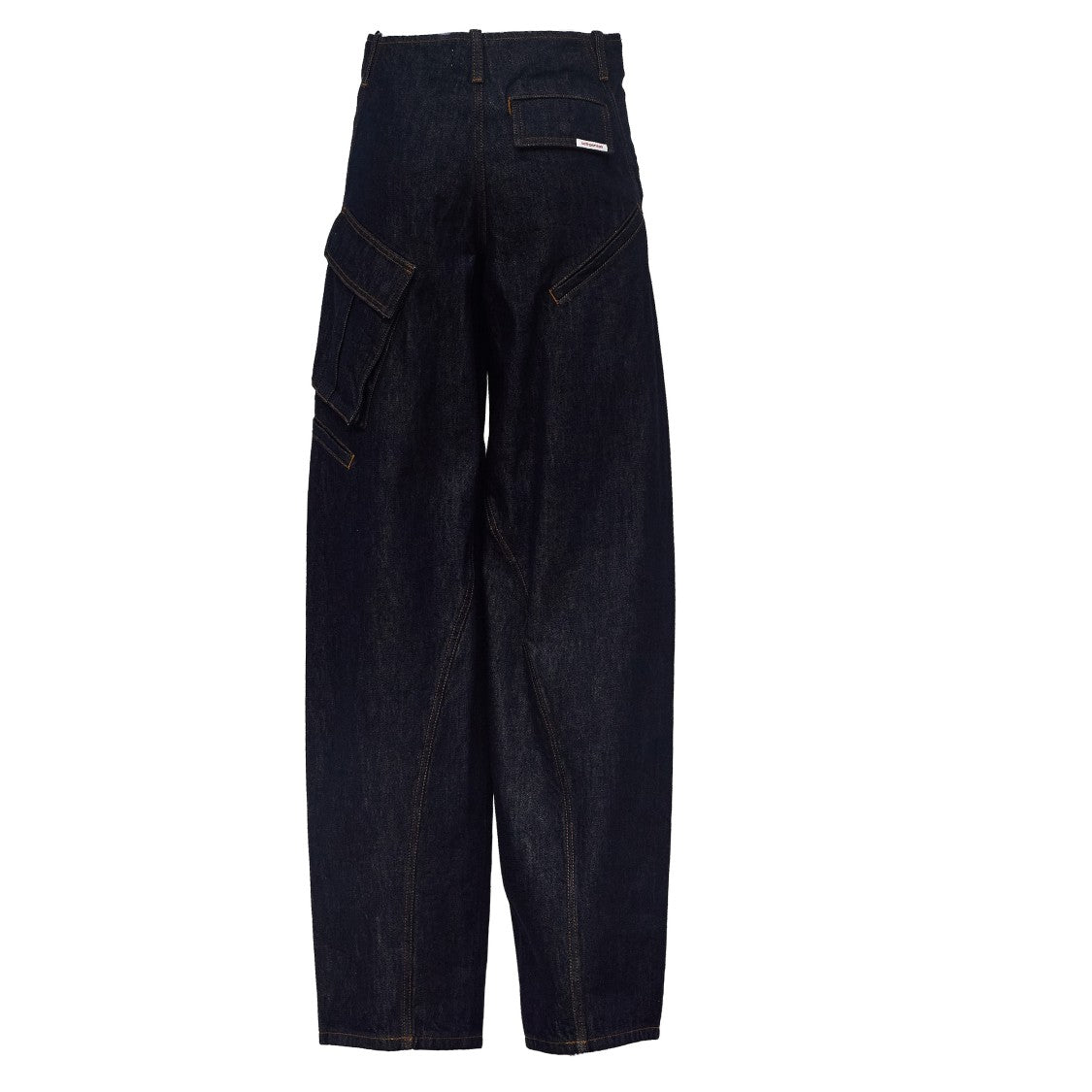 Self-Portrait Indigo Denim Cargo Jeans With Barrel Cut And Multi-Pocket Design