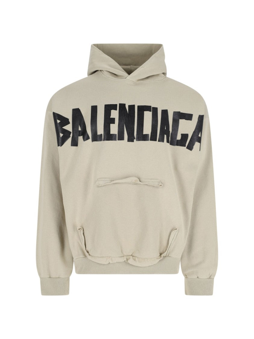 Balenciaga "Ripped Pocket Tape Type" Hoodie Beige