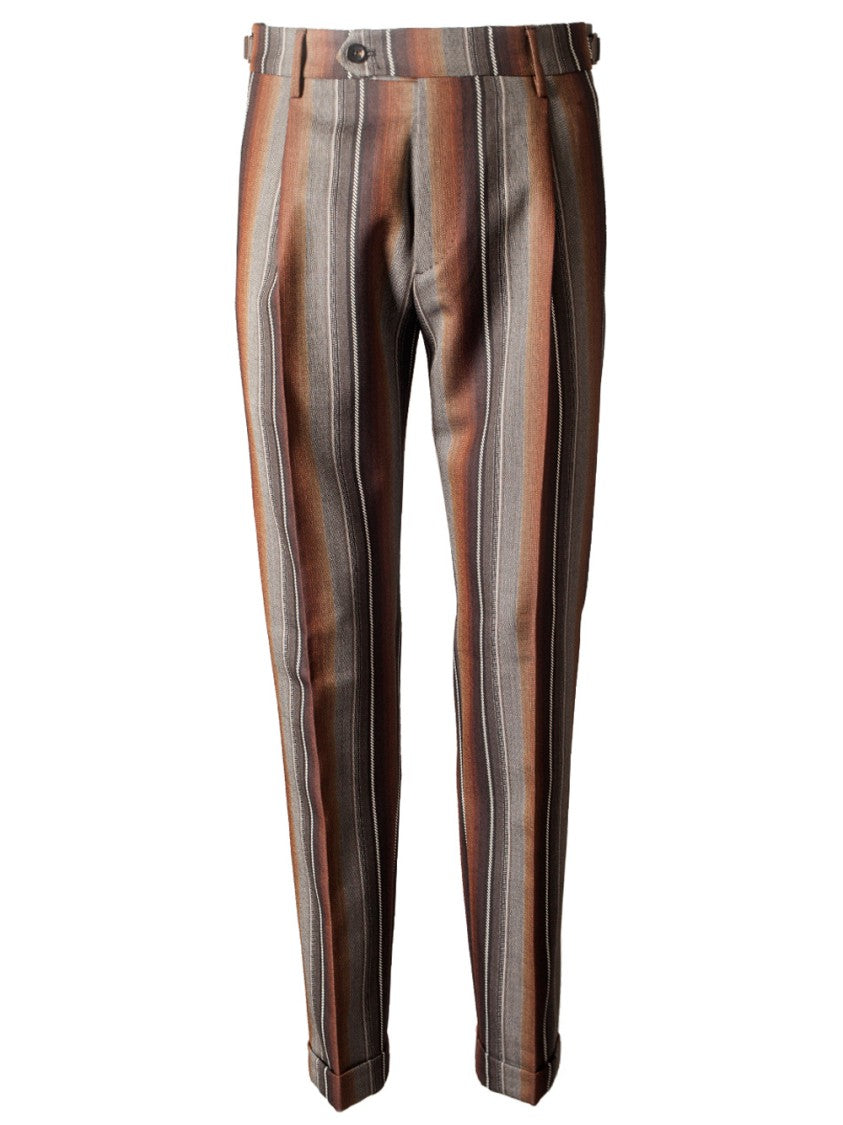 Berwich Striped Relaxed Fit Wool Pants