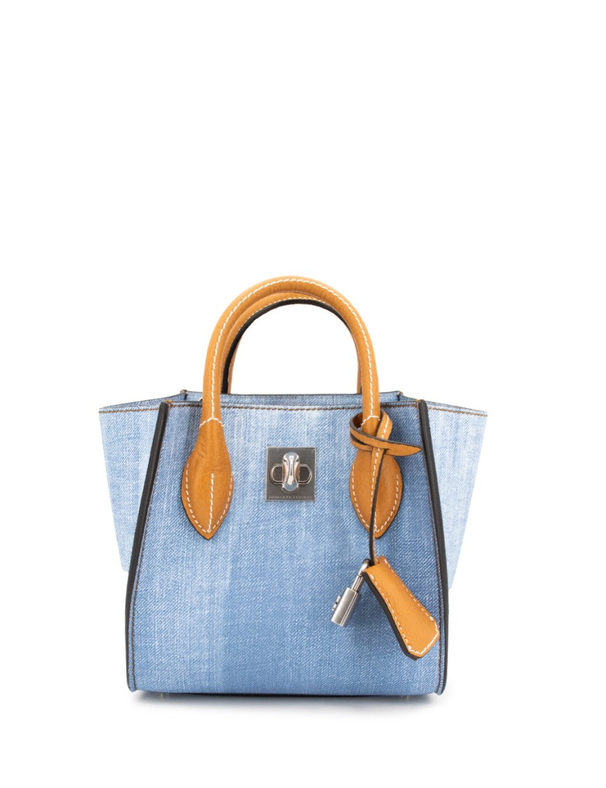 Ermanno Scervino Leather Bag With Aged Jeans Motif