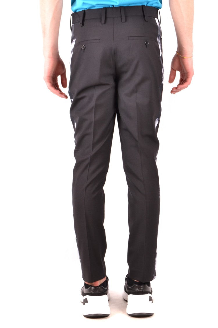 Neil Barrett Multicolor Trousers With Monochrome Floral Side Stripe