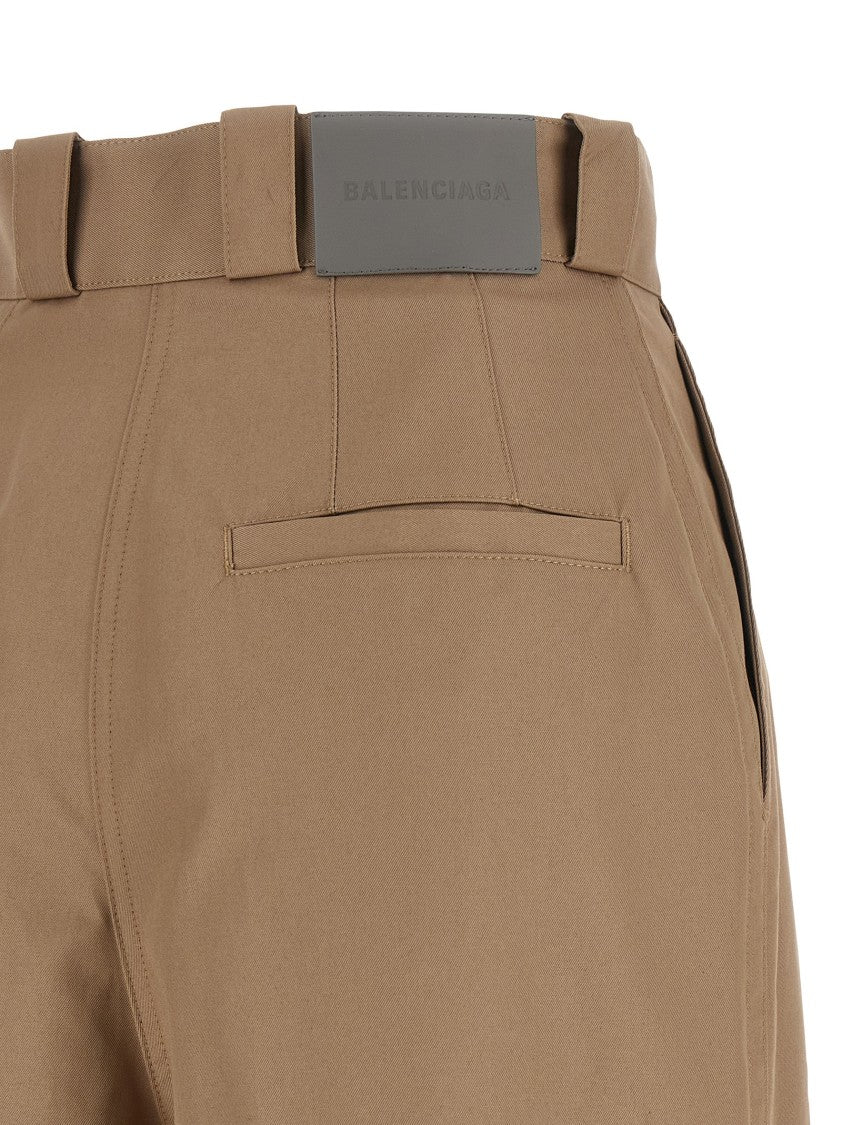 Balenciaga High-Waisted Cotton Twill Trousers With Flared Leg And Pleated Detail