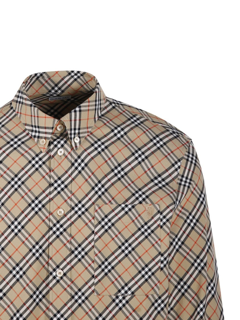 Burberry Plaid Pattern Button-Down Shirt