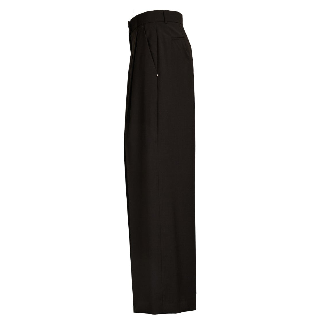 Sportmax Oversized Natural Stretch Wool Pants With Asymmetrical Closure