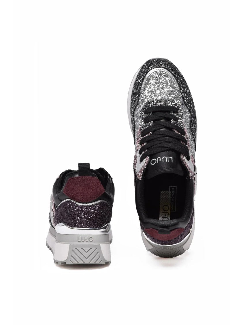 Liu Jo Black Polyurethane Glitter Sneakers