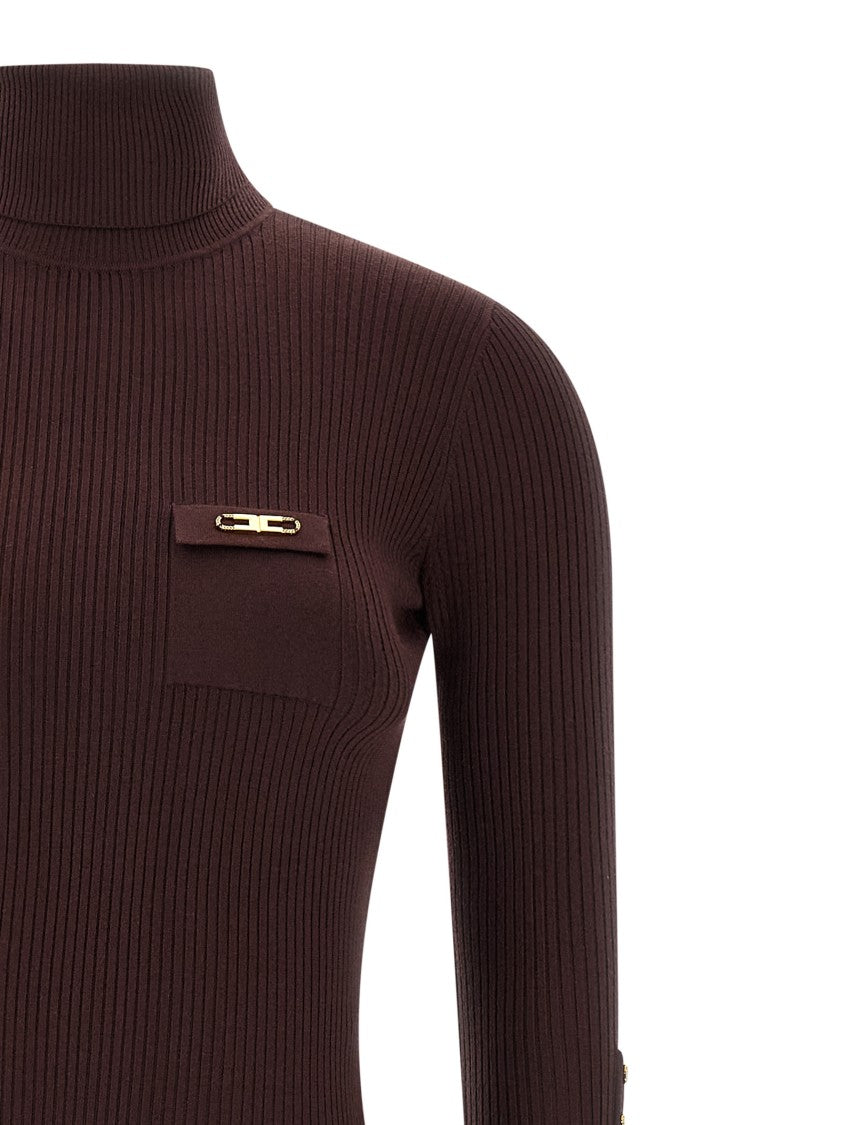 Elisabetta Franchi Ribbed Knit Midi Dress