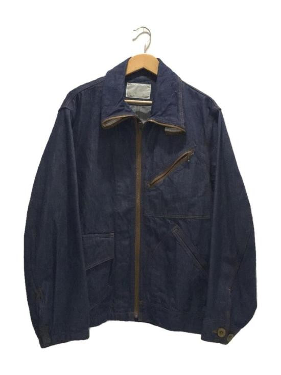 Kolor Structured Blue Denim Jacket With Front Zipper Closure And Angular Pockets