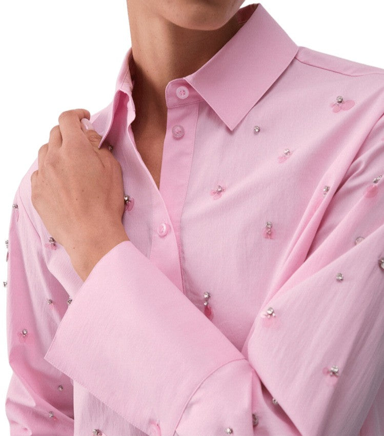 Liu Jo Cropped Boxy Shirt With Jewel Embroidery