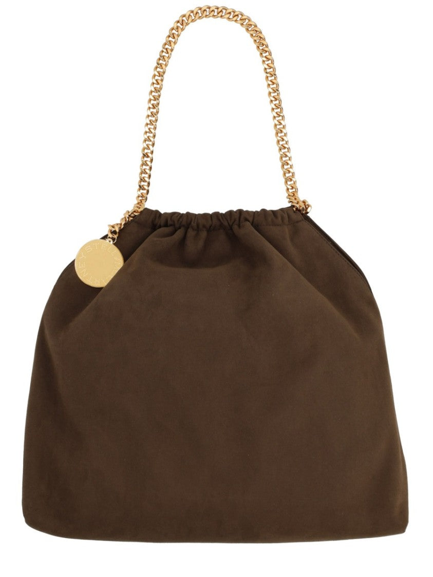 Stella Mccartney Brown Polyester Chain Gathered Shoulder Bag