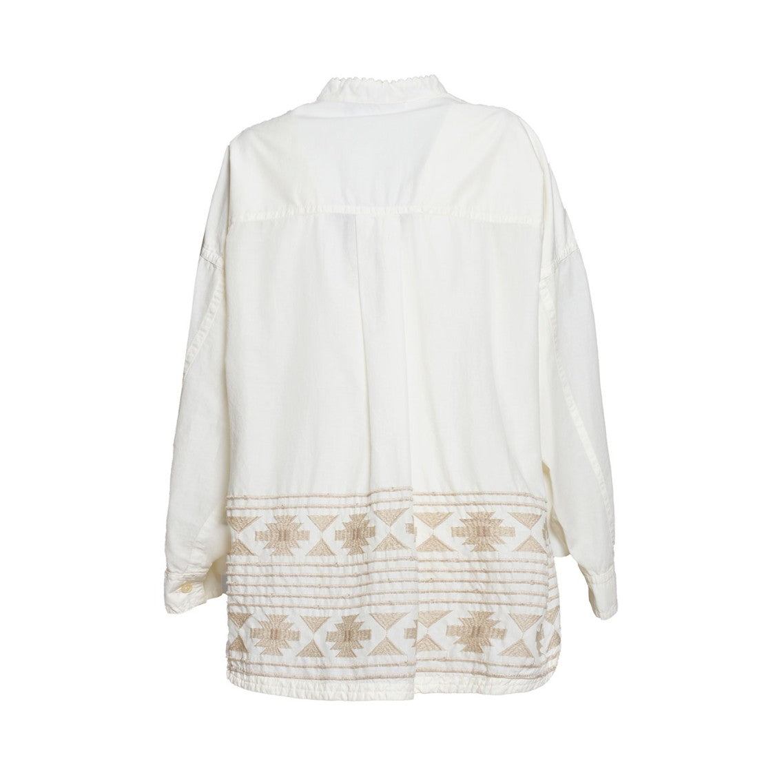 Bazar Deluxe Cream Cotton Shirt With Embroidery And Sequins