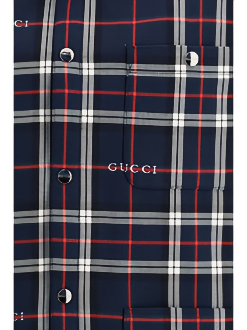 Gucci Classic Plaid Button-Up Jacket With Metallic Accents