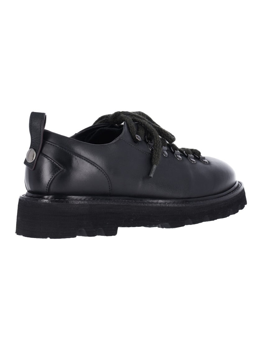 Premiata Black Leather Lace-Up Rubber-Sole Derby