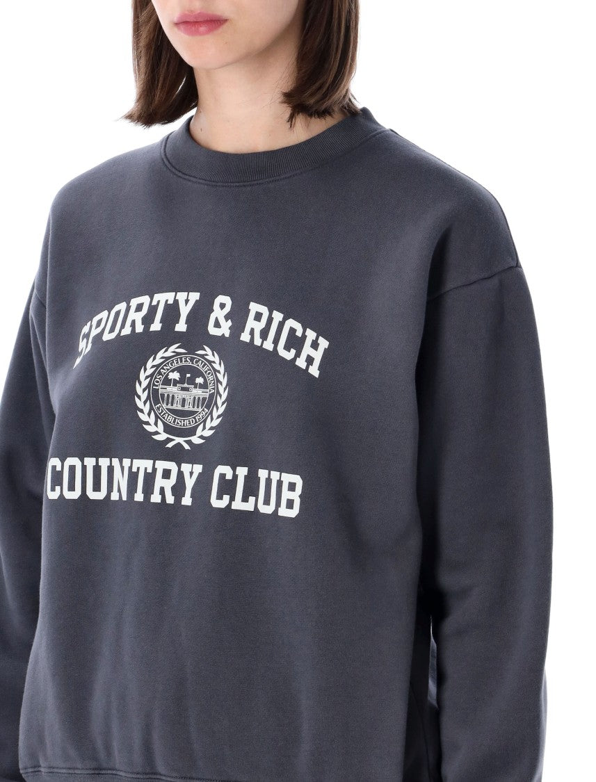 Sporty And Rich Faded Grey Varsity Crewneck Sweatshirt