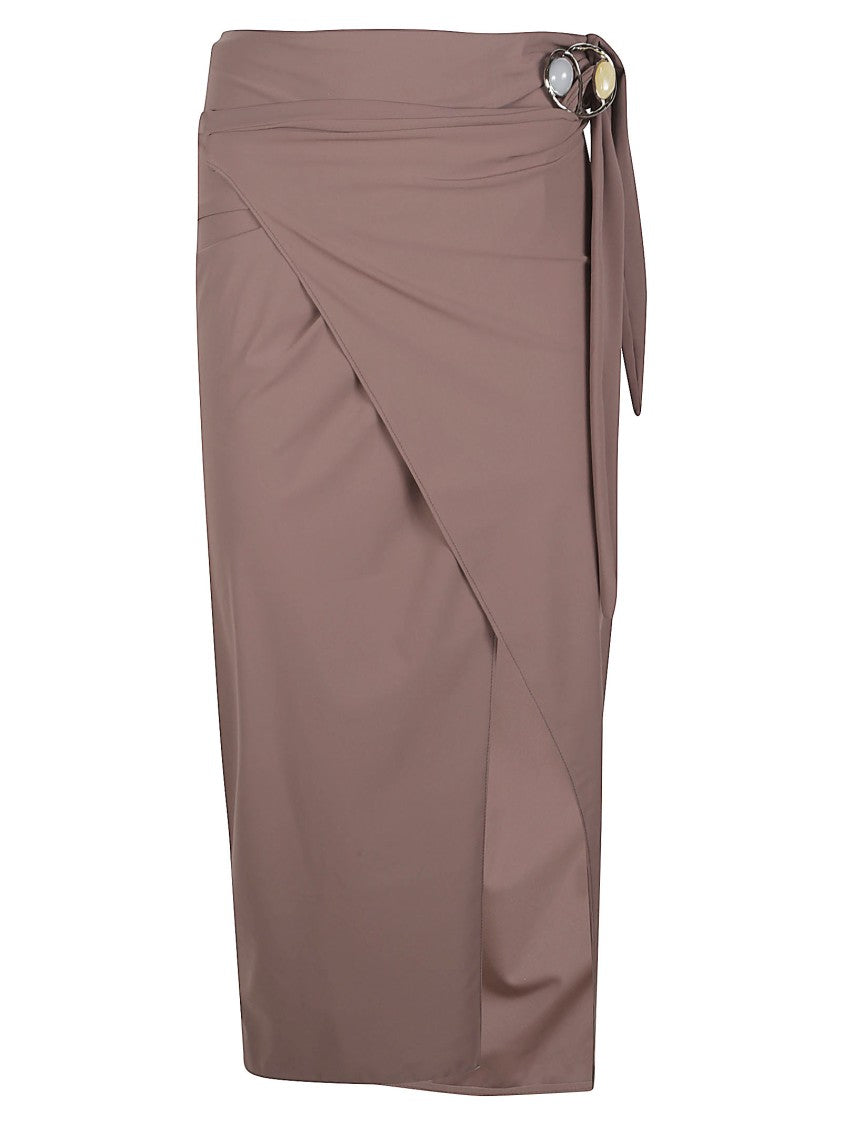 Hamoulet Wrap Design Midi Pareo With Gathered Detail And Decorative Ring