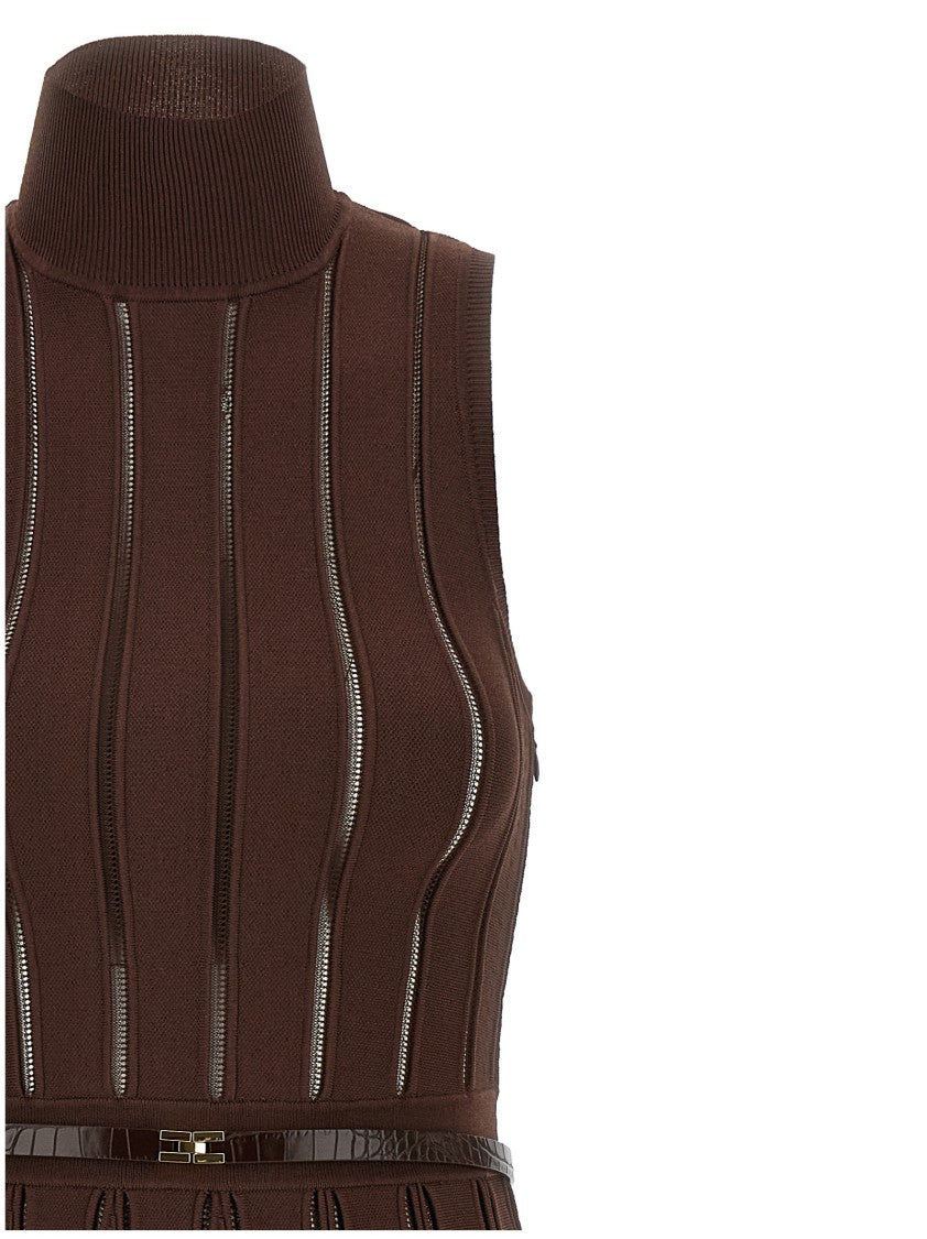 Elisabetta Franchi Weft Dress À Jour