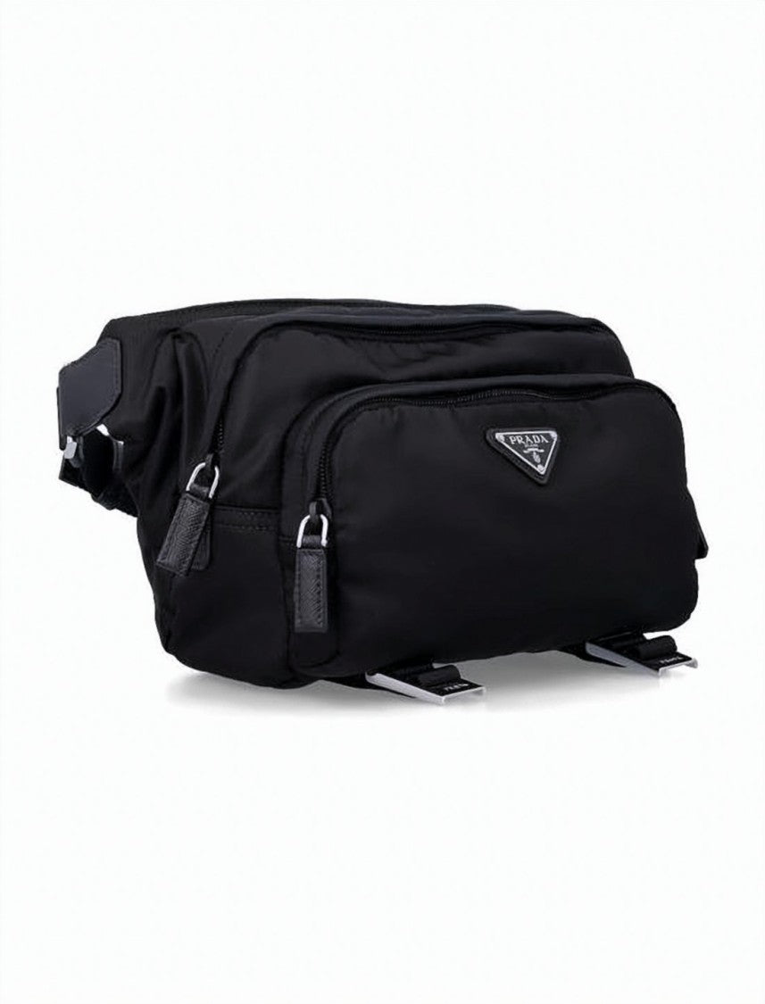 Prada Recycled Nylon Belt Bag With Leather Accents