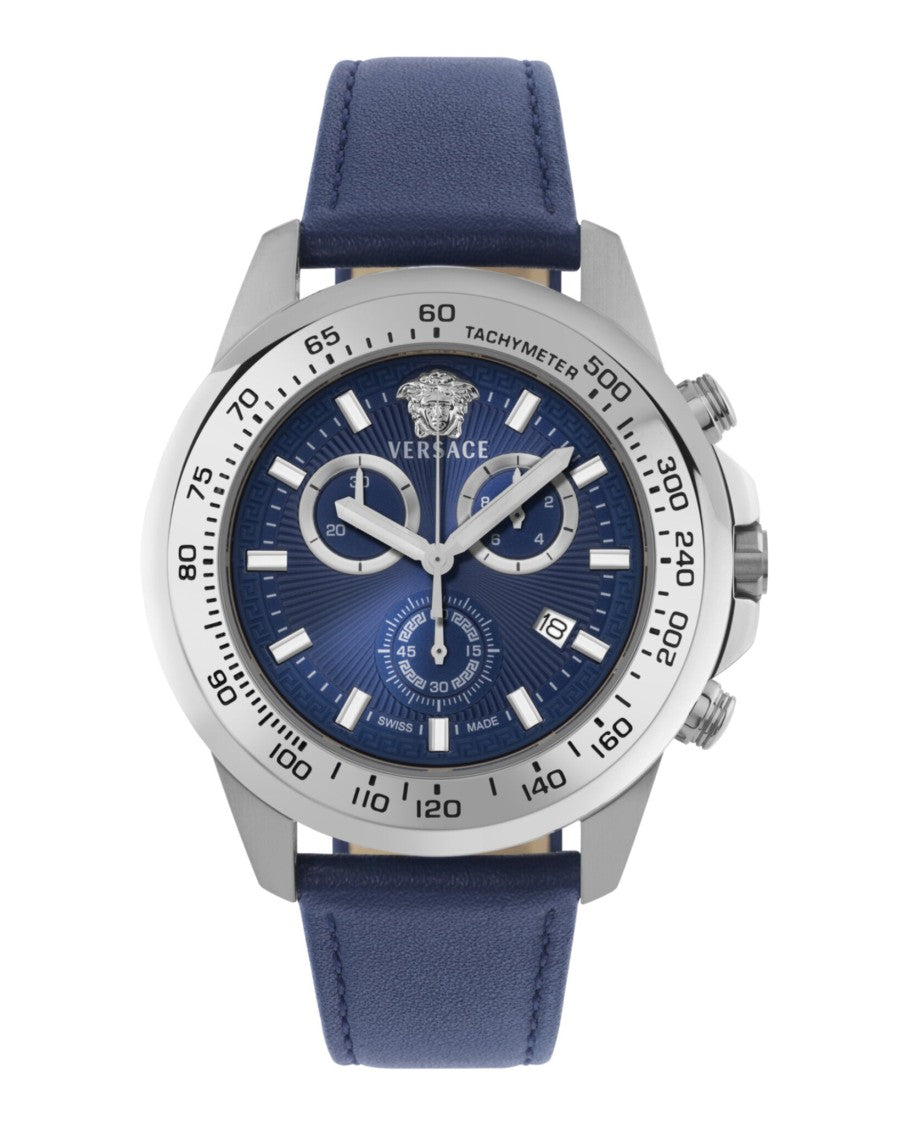Versace Greca Action Chrono Leather Watch