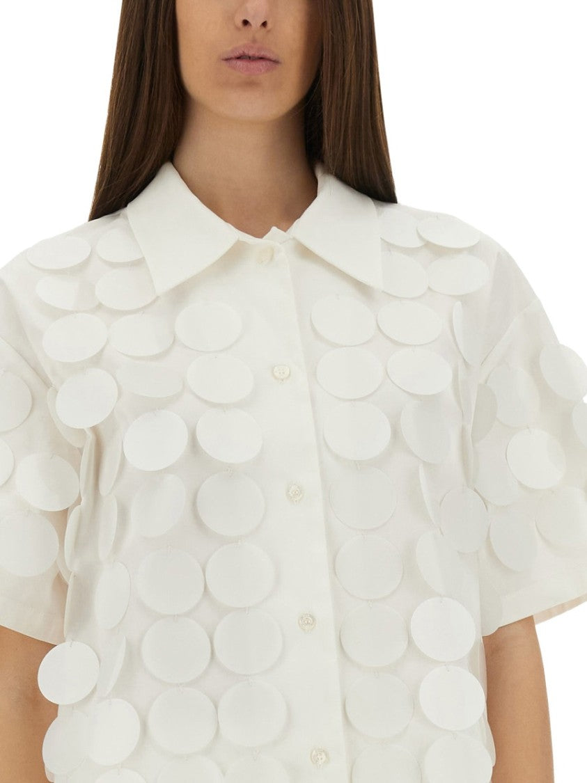 Msgm Textured White Cotton Shirt
