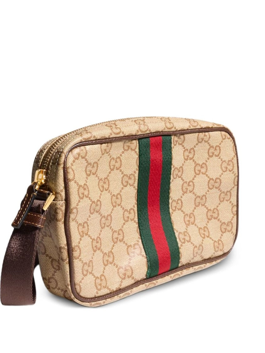 Gucci Monogram Web Stripe Rectangular Crossbody Wallet