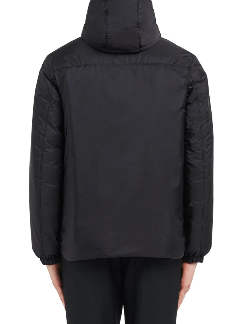 Prada Hooded Padded Jacket With Matte Finish And Logo Detail
