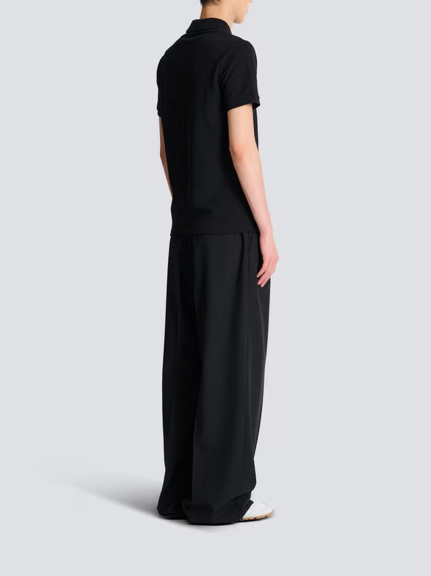 Balmain Black Classic Ss Cotton Polo Shirt