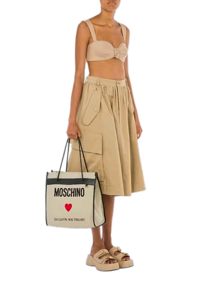 Moschino Beige Fabric Shopping Bag
