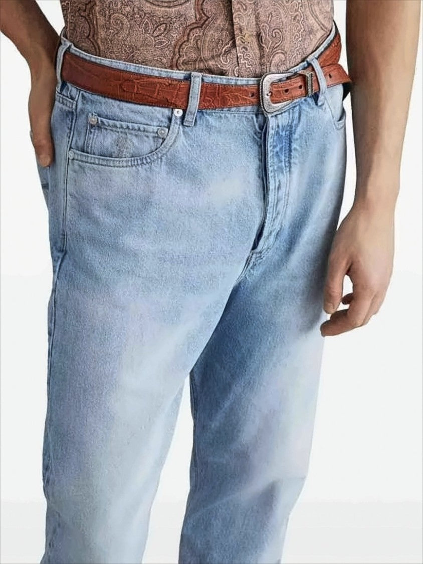 Brunello Cucinelli Light Blue Straight-Leg Denim Pants