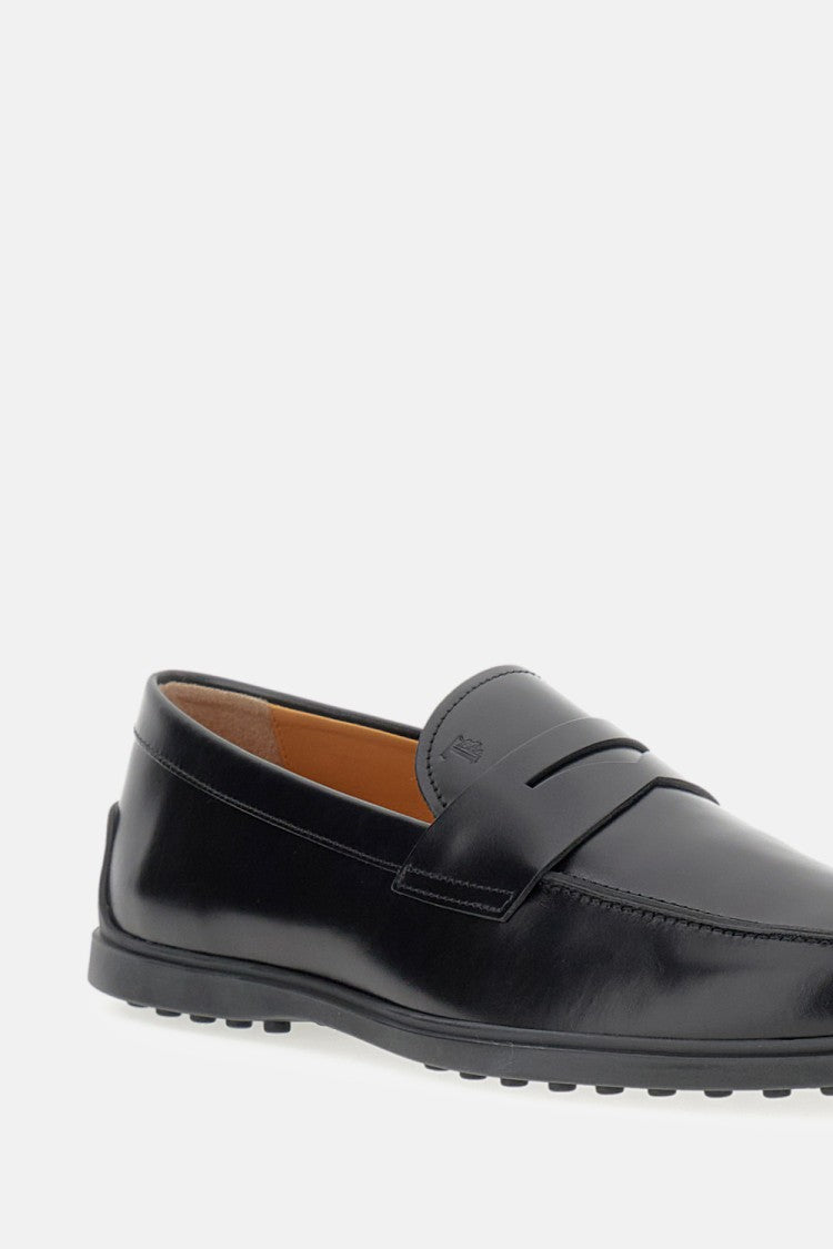 Tod's Calfskin Moccasin With Embossed Monogram And Rubber Gommini Sole