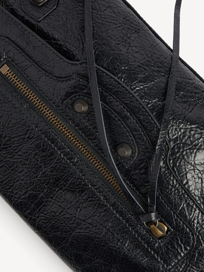 Balenciaga Le City Studded Textured Leather Clutch - Black