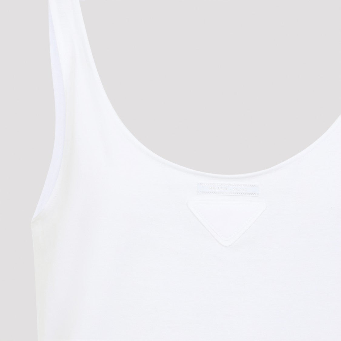 Prada Sleeveless Minimalist Top With Subtle Triangular Detail